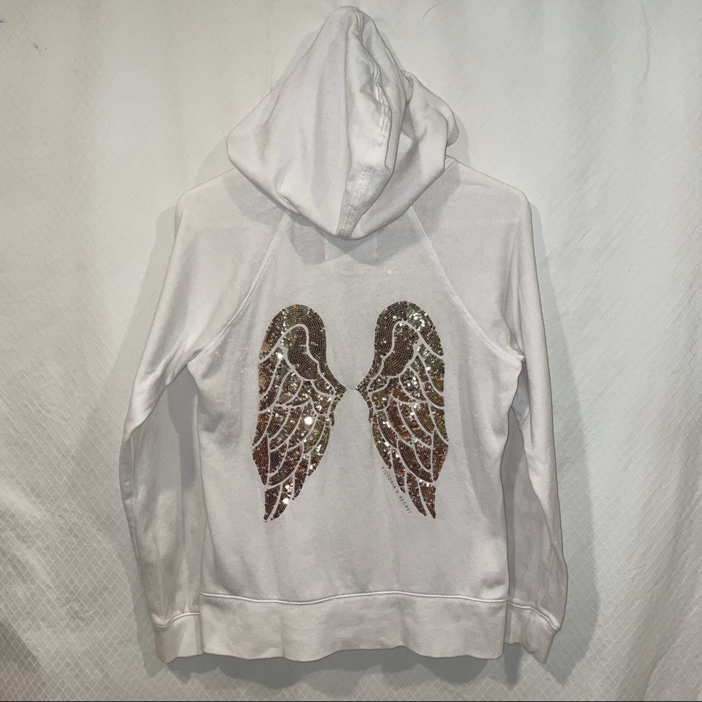 Victoria’s Secret Angel Wings White Zip up Hoodie- Medium